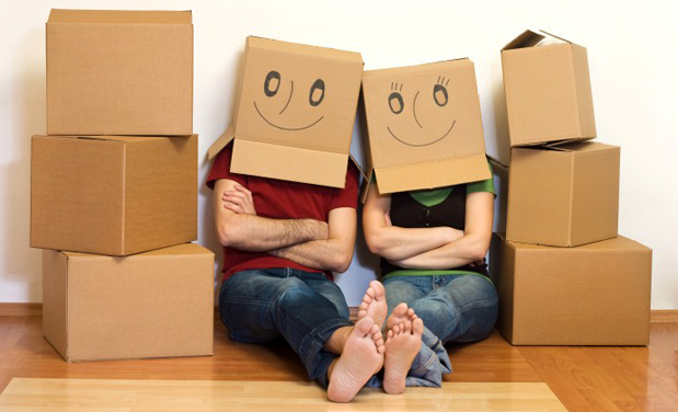 Happy couple in their new home concept